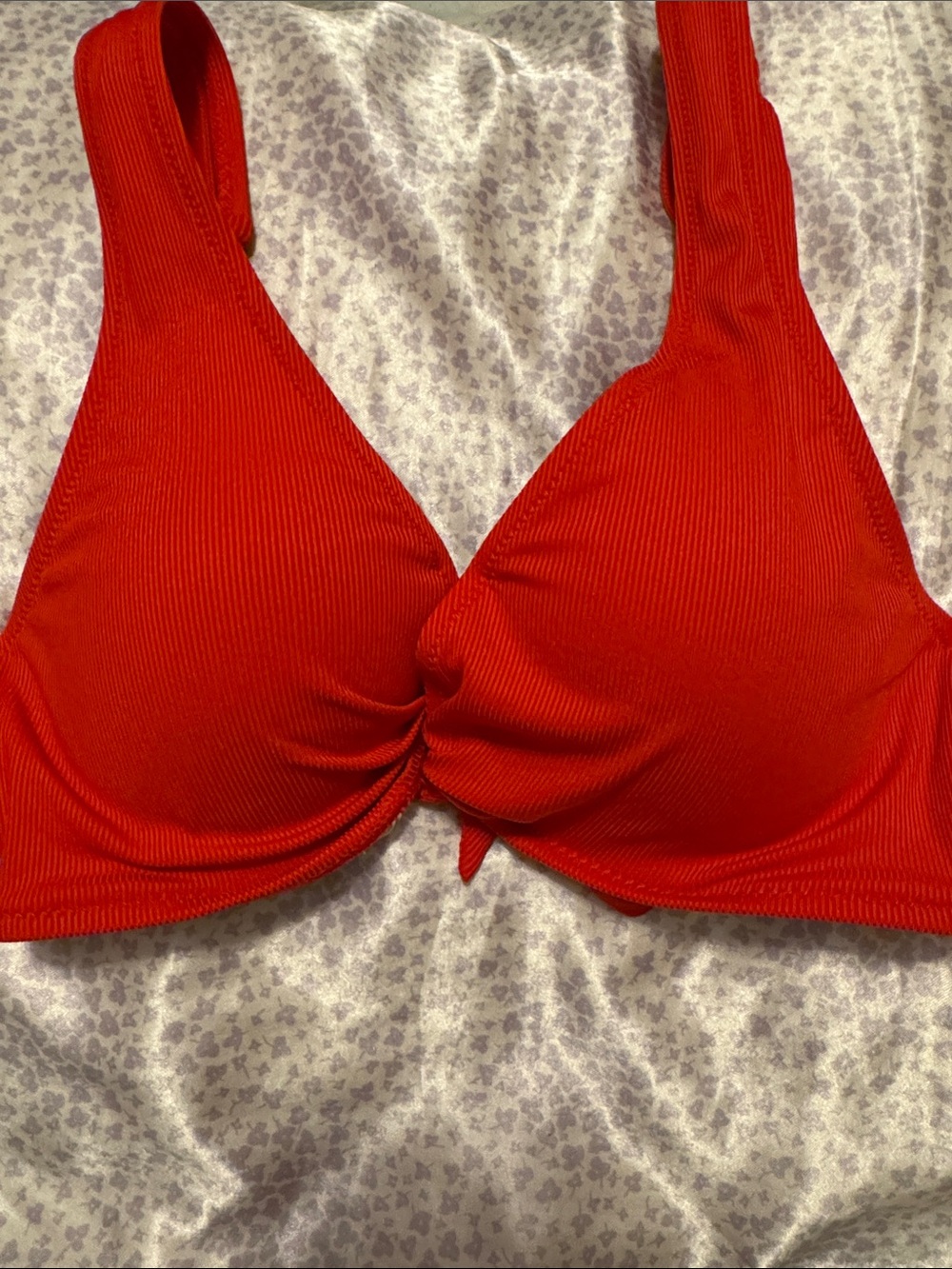 Target Red Ribbed Underwire Swim top